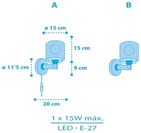 Dalber 60659 - Applique per cameretta PIRATE ISLAND 1xE27/15W/230V