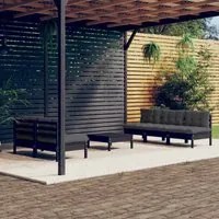 Set Divani da Giardino 6 pz con Cuscini Antracite Legno di Pino cod mxl 38643