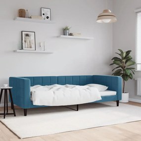 Letto Da Giorno Blu 90x200 Cm İn Velluto /