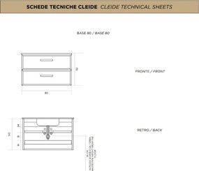 Mobile da bagno sospeso moderno base 80cm CLEIDE con 2 cassetti e lavabo, ANTRACITE OPACO