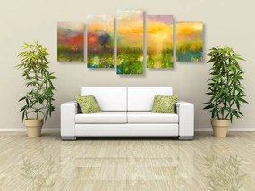 Quadri 5 pezzi – Pittura a olio di fiori di campo