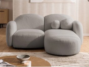 Divano angolare grigio (con penisola a destra/con chaise lounge) con rivestimento in bouclé Orbit – Ropez