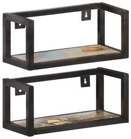 Mensole A Muro 2 Pz 40 Cm İn Legno Massello Di Recupero /