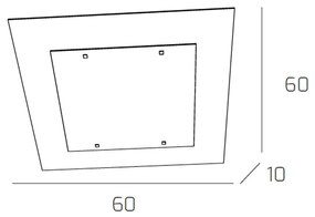 Plafoniera Moderna Tray Metallo Bianco Vetro Foglia Oro 4 Luci E27