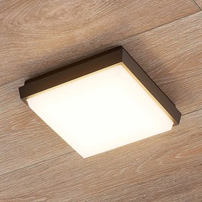 Lucande Amra plafoniera LED da esterni 17,5 cm, Alluminio / Grigio / Zincato, Plastica, Moderno, Plafoniere LED