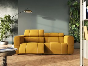 Giotto Divano modulare con opzione relax elettrico in microfibra effetto velluto impermeabile T09 giallo