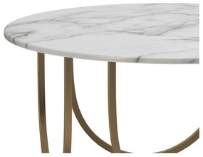 Tavolino da salotto rotondo bianco/dorato con effetto marmo ø 79 cm Gwyneth – CosmoLiving by Cosmopolitan