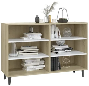 Credenza bianca e rovere sonoma 103,5x35x70 cm in truciolato
