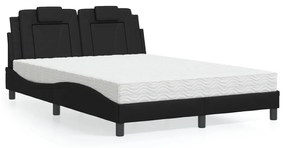 Letto Con Materasso Nero 140x200 Cm İn Similpelle /