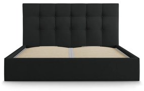 Letto matrimoniale imbottito nero con contenitore con griglia 180x200 cm Nerin - Mazzini Beds