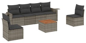 Set divani da giardino 7 pz con cuscini grigio in polyrattan