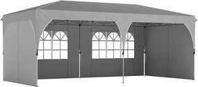 Gazebo Pieghevole 3x6 m con Pareti e Altezza Regolabile Protezione UV 50+ Grigio Chiaro...