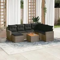 Set Divano da Giardino 8 pz con Cuscini Grigio in Polyrattan 3256571