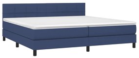 Letto a Molle Materasso e LED Blu 200x200cm in Tessuto