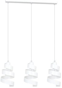 Lampadario Moderno 3 Luci Tristano In Acciaio Bianco Con Fasce A Spirale