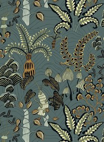 Josephine Munsey Carta da parati Woodland Floor - Petrol and Sage