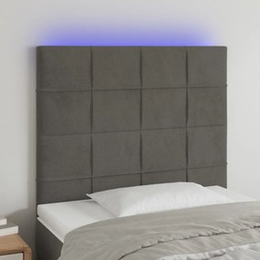 Testiera A Led Grigio Scuro 80x5x118/128 Cm İn Velluto /