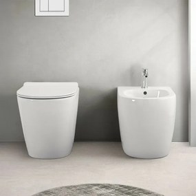 Wc filomuro Rimless in ceramica bianco lucido serie Tokyo