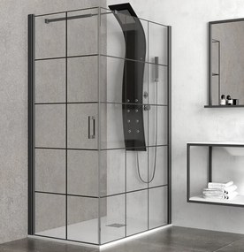 Box doccia 120x90 colore nero. Porta da 90cm fisso da 120cm NICO-3500 - KAMALU