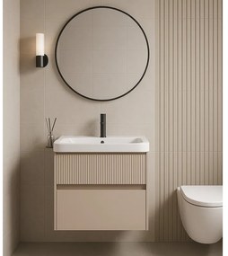 Mobile da bagno sotto lavabo Niwa beige laccato opaco L 59.5 x H 50 x P 45.5 cm 2 cassetti, lavabo non incluso