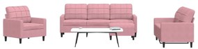 Set Di Divani 4 Pz Con Cuscini Rosa İn Velluto /