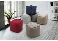 Pouf Annalaura, Pouf multifunzione, 100% Made in Italy, Poltroncina relax in tessuto imbottito, cm 45x45h45, Bianco