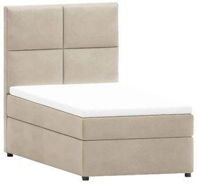 Letto singolo imbottito beige con contenitore con griglia 100x200 cm Lena - Ropez