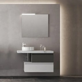 Mobile sospeso bagno top 100 con lavabo tondo e 2 moduli grafite e bianco NINFA2