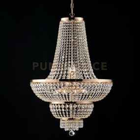 Lampadario in ferro e ottone dorato con strass 10 luci mozart