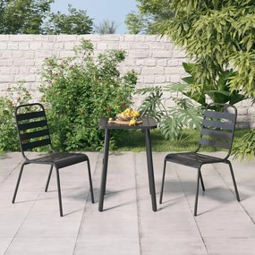 Set Da Pranzo Da Giardino 3 Pz İn Acciaio Antracite /