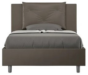 Letto una piazza e mezza con rete imbottito 120x200 similpelle cappuccino Appia