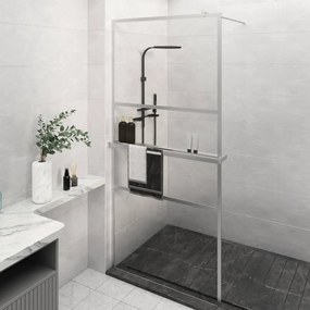 Parete Doccia Con Mensola Cromo 80x195cm Vetro Esg E Alluminio /