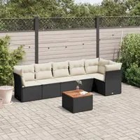 Set Divani da Giardino con Cuscini 7pz Nero Polyrattan 3255979