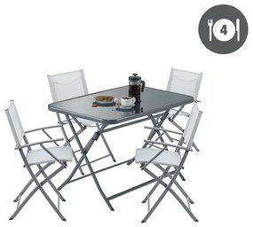 Set tavolo e sedie Emys NATERIAL in acciaio antracite per 4 persone
