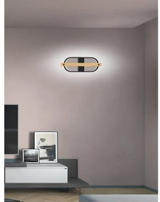 Applique LED industriale Donuts nero IP20, luce bianco naturale 1040 lumen, NOVECENTO