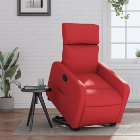 Poltrona Alzapersona Reclinabile Rosso İn Similpelle /