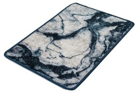 Tappeto da bagno blu e bianco con motivo in marmo Marmo, 60 x 40 cm - Foutastic