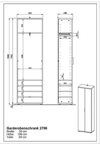 Armadio in rovere 59x199 cm Fremont - Germania
