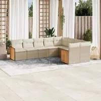 Set Divano da Giardino 9 pz con Cuscini Beige in Polyrattan 3227983