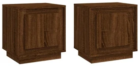 Comodini 2 pz rovere marrone 44x35x45 cm in legno multistrato
