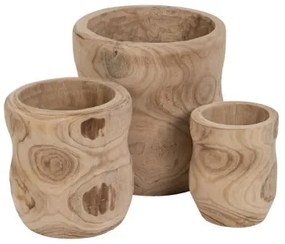 Set di vasi da fiori Naturale Legno di paulownia 44 x 44 x 46 cm (3 Unità)