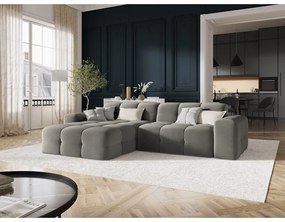 Divano angolare in velluto grigio (angolo sinistro) Kendal - Micadoni Home