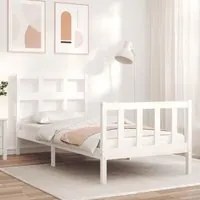 Giroletto con Testiera Bianco 90x200 cm in Legno Massello 3192997