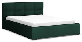 Letto matrimoniale imbottito verde scuro in velluto con contenitore con rete inclusa 140x200 cm Hiko – Makamii