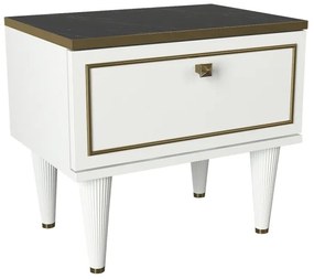 Comodino RAVENNA 47,2x50 cm bianco/nero/oro