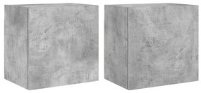 Mobili tv muro 2pz grigio cemento 40,5x30x40 legno multistrato