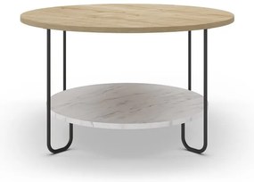 Tavolino rotondo con piano in rovere naturale ø 80 cm Tonka - Marckeric