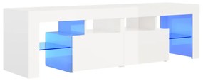 Mobile porta tv con luci led bianco lucido 140x36,5x40 cm