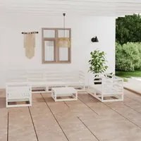 Set Divani da Giardino 8 pz Bianco in Legno Massello di Pino 3075455