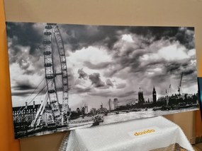 Quadro su tela – Unico Londra e fiume Tamigi in bianco e nero
